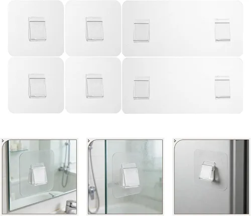 Vista 8 de 24pcs Adhesive Shower Shelf Hooks, Acrylic Replacement Wall Hook