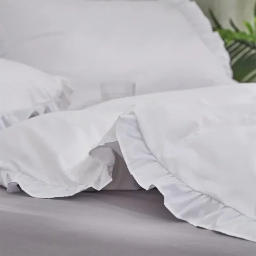 Vista 3 de CLOTHKNOW juego de edredón blanco de tamaño queen con volantes, ropa de cama de estilo granja, juegos de edredón shabby chic para todas las Volantes