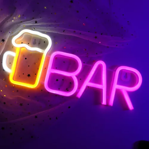 Vista 8 de ENUOLI Letreros de barra de neón, luz LED de cerveza para decoración de pared, letreros de neón de barra alimentados por USB/batería, luz de cerveza