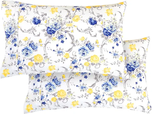 Vista 23 de Elegant Comfort Juego Ultra Suave de 2 Fundas de Almohada con Estampado Floral - 1500 Microfibra de Calidad Premium de Hotel, Suaves y Lisas