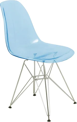 Vista 4 de LeisureMod Cresco - Comedor acrílico, base Eiffel cromada moderna y diseño de respaldo curvo, silla auxiliar ergonómica y ligera para el hogar