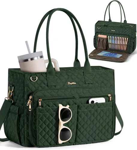 Vista 14 de Bagstellar Teacher Bags for Women, 15.6 inch Laptop Work Tote Bag Quilted Nurse Bible Computer Shoulder Bag for School Travel Dream Tote Work Bag