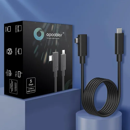 Vista 7 de Opcables Quest 2 Link Cable Fiber Optic Cable,USB 3.2 Gen1 USB C to C 5Gbps High Speed Data Transfer and Fast Charging,Quest 2 pc Link Cable for