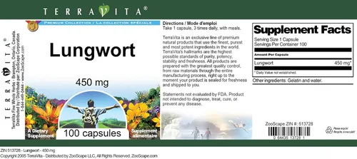 Vista 4 de Lungwort - 450 mg (100 Cápsulas, ZIN: 513728)