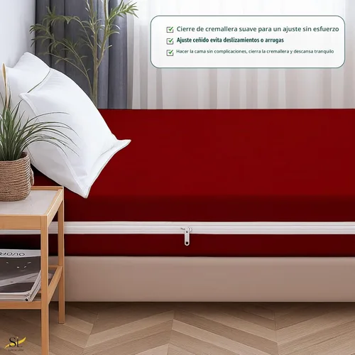 Vista 5 de Protector de colchón tamaño individual (38 x 75 pulgadas), funda 100% impermeable con cremallera, 15 pulgadas de profundidad, funda de colchón