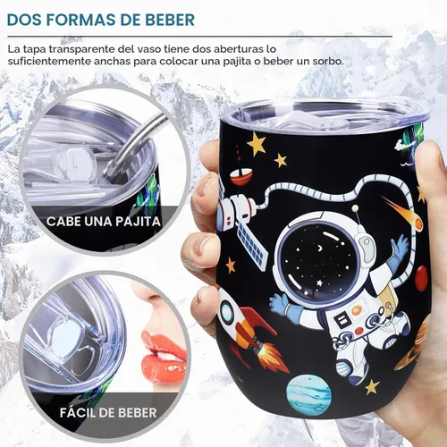 Vista 6 de NymphFable Vaso de acero inoxidable aislado de astronauta de 12 onzas