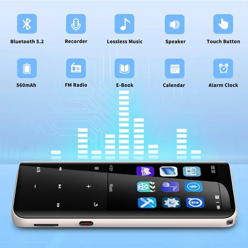 Vista 7 de Reproductores MP3 de 96 GB, reproductor de música con Bluetooth 5.2, Volorful HiFi MP3 reproductores de audio digital con altavoz HD, mini