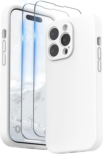 Vista 31 de SURPHY Funda diseñada para iPhone 14 Pro con protector de pantalla, (protección de cámara y forro de microfibra suave), funda de silicona líquida