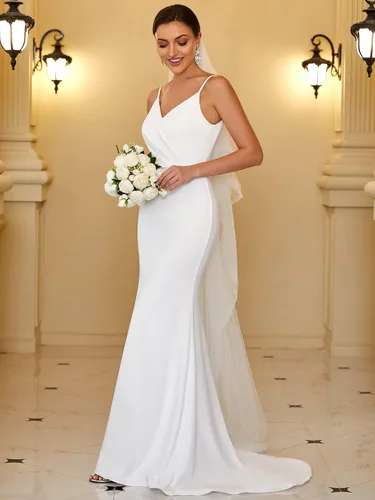 Vista 3 de Ever-Pretty Vestido de novia sin mangas con tirantes delgados para mujer 0213A