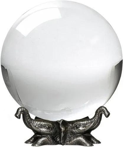 Vista 6 de Amlong Crystal Bola de cristal rosa de 8 pulgadas (7.874 in) con soporte de elefante