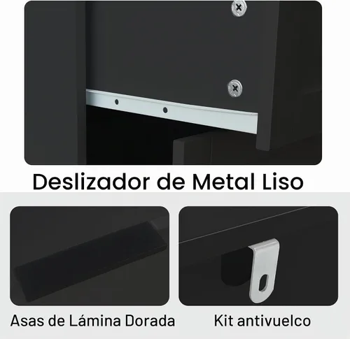 Vista 8 de TaoHFE Cómoda negra de 4 cajones para dormitorio, cómoda de lencería de madera para dormitorio, moderna cómoda negra de 36 pulgadas de alto