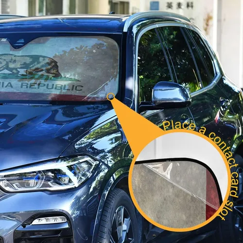 Vista 3 de Blueangle Parasol para parabrisas con bandera de California, bloquea los rayos UV, fácil de usar, se adapta a parabrisas de varios tamaños