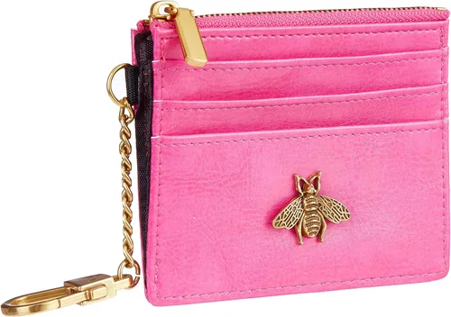 Vista 82 de SEAVILIA Tarjetero llavero cartera para mujer con ventana de identificación RFID monedero regalo abeja delgada minimalista pequeña cartera