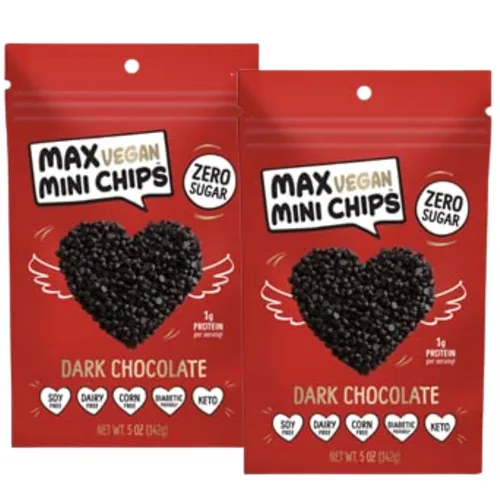 Vista 9 de Max Sweets - Mini chispas de chocolate veganas - Deliciosos dulces sin azúcar, ideales para dietas cetogénicas, sin gluten, diabéticos, bajas