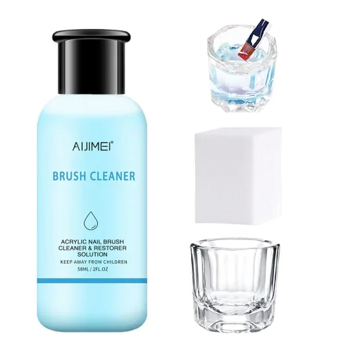 Vista 9 de Limpiador de pinceles de uñas de 4.1 fl oz, limpiador de uñas eficiente para uñas acrílicas, limpiador de pinceles profesional para acrílico limpiar