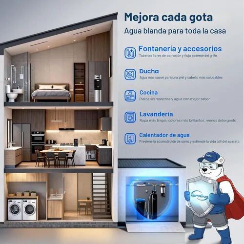 Vista 6 de [Usado] iSpring WCSTB45KG Sistema de suavizante de agua para toda la casa, suavizador de agua de alta capacidad de 45,000 granos que elimina el agua