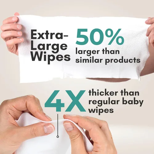 Vista 2 de Nurture XL - Toallitas corporales ultra gruesas para adultos con aloe 120 paños desechables extra grandes de limpieza húmeda sin enjuague, ducha