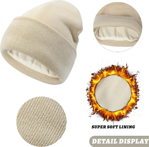 Vista 5 de Urban Virgin Paquete de 4 sombreros de invierno para mujer, suaves y elásticos, de punto, para hombre, lindo sombrero con forro polar