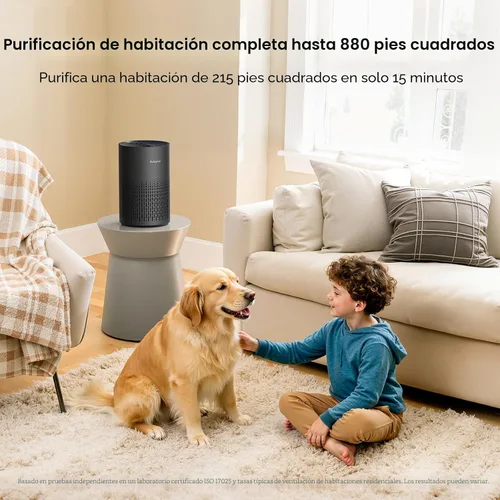 Vista 2 de Purivortex Purificadores de aire para dormitorio, purificador de aire silencioso con filtro HEPA para polen, humo, polvo, caspa de mascotas, olor