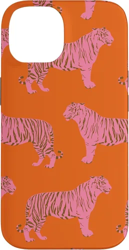 Vista 4 de Funda para iPhone 17 con diseño de tigre rosa y naranja