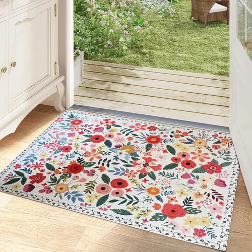 Vista 22 de Alfombra a cuadros de 2 x 3 pies, alfombra negra y blanca moderna para entrada interior, alfombra pequeña lavable a cuadros para baño, alfombra