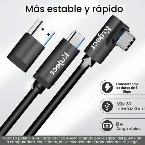 Vista 3 de Kuject Cable de enlace de 16 pies para Quest 3S/3, Quest 2/Pro, Pico 4, accesorios de auriculares de realidad virtual para juegos Rift S/Steam VR