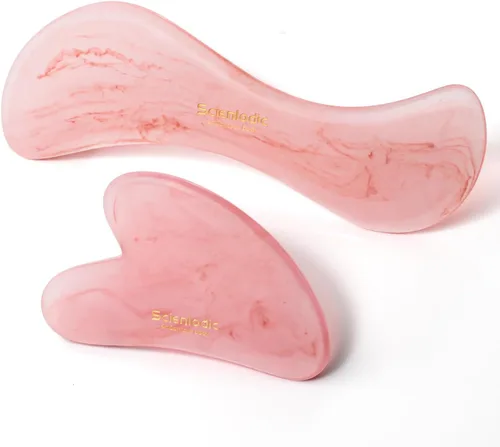 Vista 9 de Scienlodic Gua Sha - Herramienta de masaje con mango (resina), herramienta de raspado Guasha más grande para masaje de espalda, cuello, cara