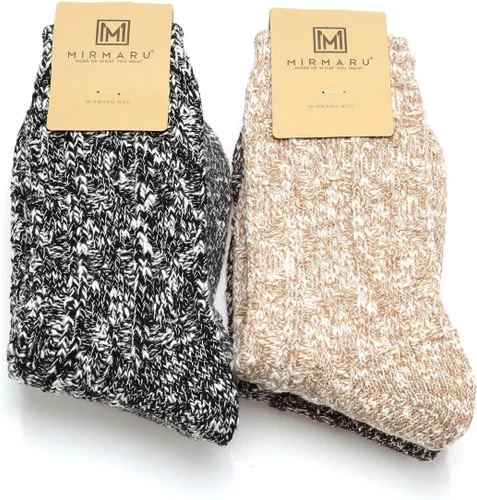 Vista 6 de Mirmaru - Calcetines de invierno para mujer, 4 pares de mezcla de lana y algodón