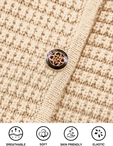 Vista 8 de PRETTYGARDEN Suéteres tipo cárdigan con frente abierto para mujer, con botones, manga larga, casual, lindas, de punto, con bolsillos