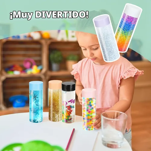 Vista 4 de 16 botellas sensoriales con tapas, botellas de agua de plástico transparente a prueba de fugas de 13.5 onzas, reutilizables, vacías