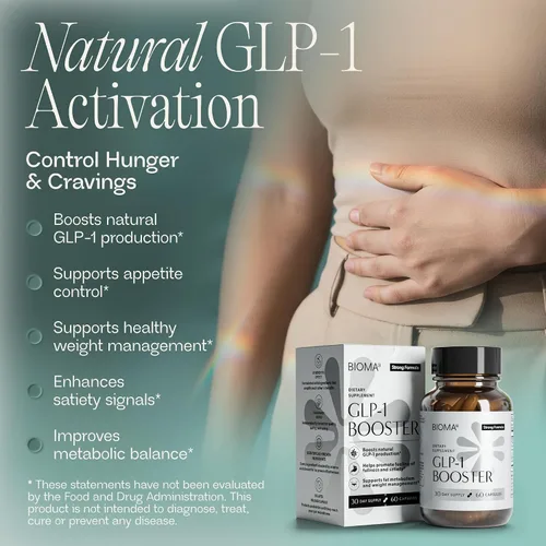 Vista 2 de BIOMA GLP-1 Booster - Suplemento natural para el control del apetito con probióticos, prebióticos y postbióticos clínicamente probados, apoya