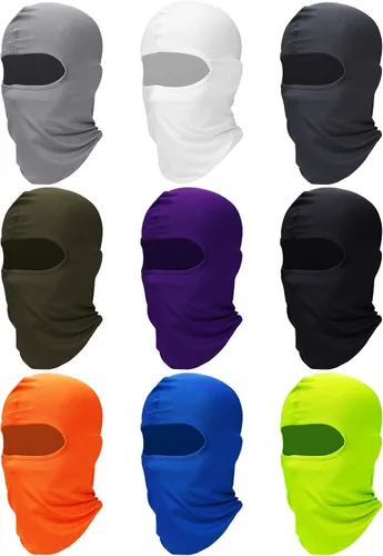 Vista 7 de SATINIOR 9 Pcs Ski Mask Men Balaclava Pasa Montañas para Hombre Hood Protection Full Face Cover Cooling Neck Gaiter Bandana Negro
