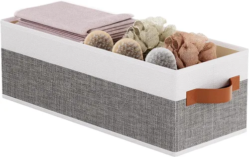 Vista 13 de Contenedor de almacenamiento con asas dobles, canasta beige, 15 x 6
