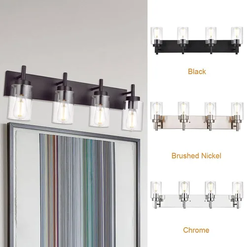 Vista 7 de 4 luces de tocador de baño, apliques de bronce aceitado, iluminación de pared, lámpara industrial para montaje en pared, estilo granja para cocina