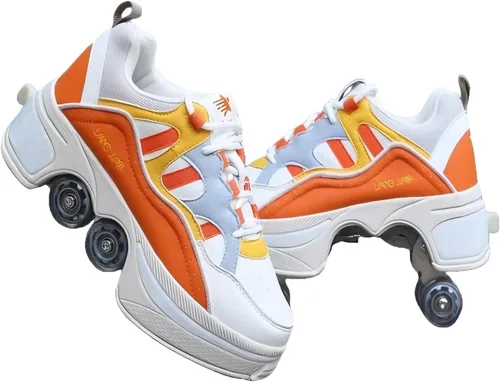 Vista 17 de 2-in-1 Roller Skates & Sneakers with Retractable Wheels - Convertible Lightweight Outdoor Fitness Shoes for Women, Men & Children - Unisex Kick