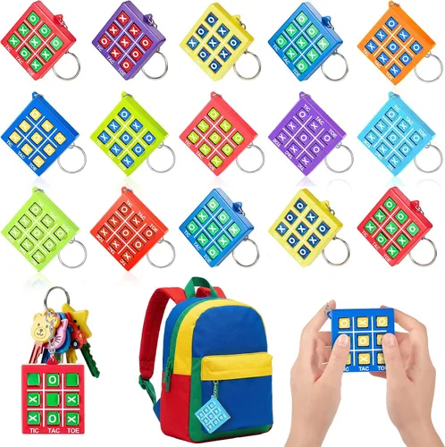Vista 11 de Hicarer Llavero de juego de 8 piezas de Tic Tac Toe para niños de 4 a 8 a Ret