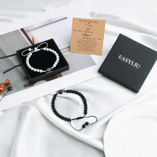 Vista 7 de Pulsera con texto en inglés "I Love You" para parejas, regalos para mi hombre, novio, novia, marido, esposa, mi amor, prometida, para el día de San