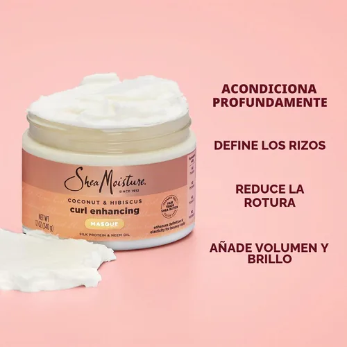Vista 6 de SheaMoisture Mascarilla capilar de coco e hibisco para rizos secos Mascarilla capilar con manteca de karité 11.5 oz