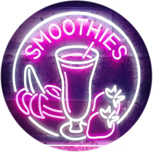 Vista 9 de ADVPRO Smoothies Fruit Drink Shop Señal de neón LED de doble color azul y rojo 24 "x 16" st6s64-i3343-br