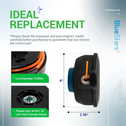 Vista 3 de BlueStars Cabezal de recortadora 128LD T25 - Compatible con Husqvarna 124L 125L 128L 128LD 128R 128RJ 223L 122L 125C 125L 125LDX 128R 128RJ 223L