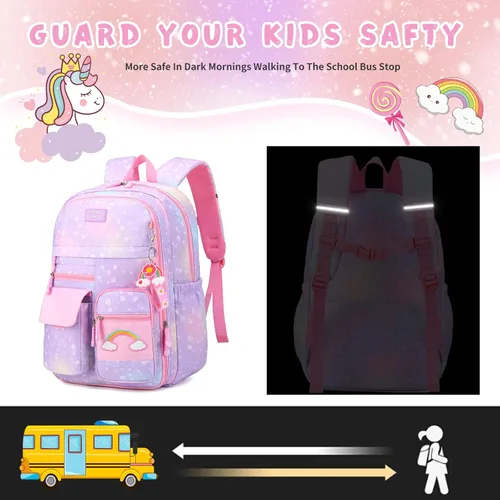 Vista 4 de BEFUNIRISE Mochila para niÃ±as, mochilas escolares de 16 a 17 pulgadas para niÃ±as, bonita bolsa de libros para adolescentes, niÃ±os, escuela