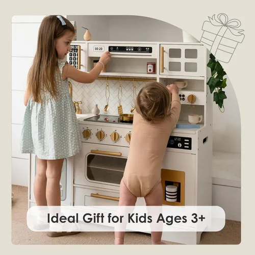 Vista 2 de Cocina de Juguete de Madera para Niños – Electrodomésticos Realistas, Almacenamiento Inteligente y 15 Accesorios Divertidos para Inspirar el Juego