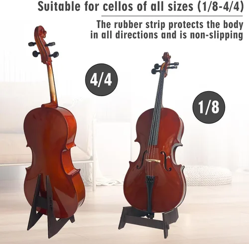 Vista 10 de Soporte de madera para violonchelo con soporte para arco