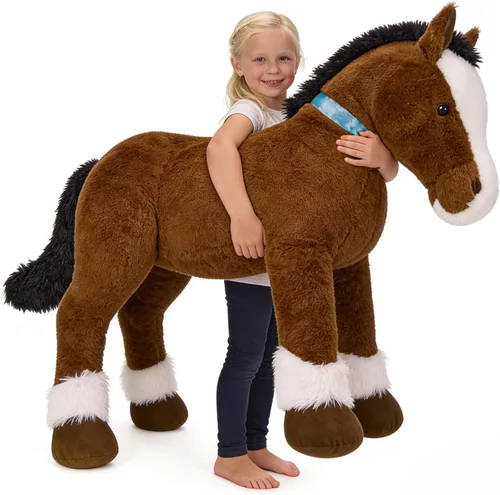 Vista 15 de MaoGoLan Peluche de caballo grande para niño, juguete de peluche de caballo grande para niña, poni montable de peluche para niños, almohada de felpa