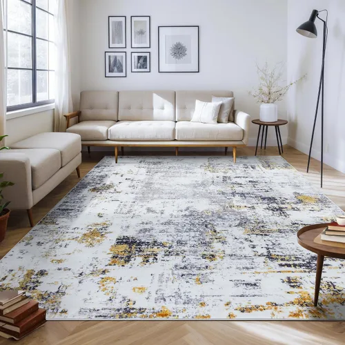 Vista 49 de Auemtyn Alfombra de área de 8 x 10 pies para sala de estar, alfombra lavable con parte trasera antideslizante, alfombra de pelo bajo para gris