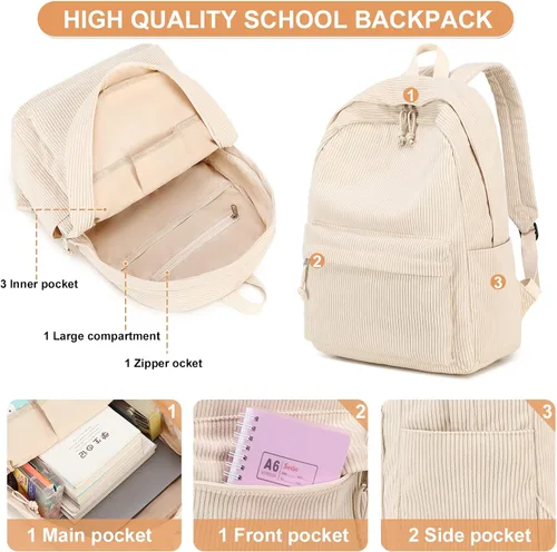 Vista 5 de BTOOP Mochilas escolares para adolescentes y niñas, mochila ligera para niños, juego de bolsas escolares con lonchera y estuche para lápices