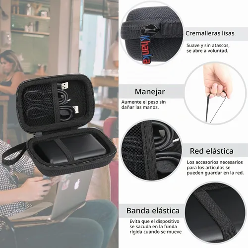 Vista 6 de Khanka, estuche rígido para cargador portátil de batería externa Anker PowerCore Speed 10000 10000mAh QC 3.0 Negro