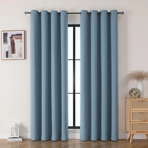 Vista 15 de Flyfun - Cortinas opacas con ojales para dormitorio y sala de estar, juego de 2 paneles, con aislamiento térmico, cortinas de oscurecimiento