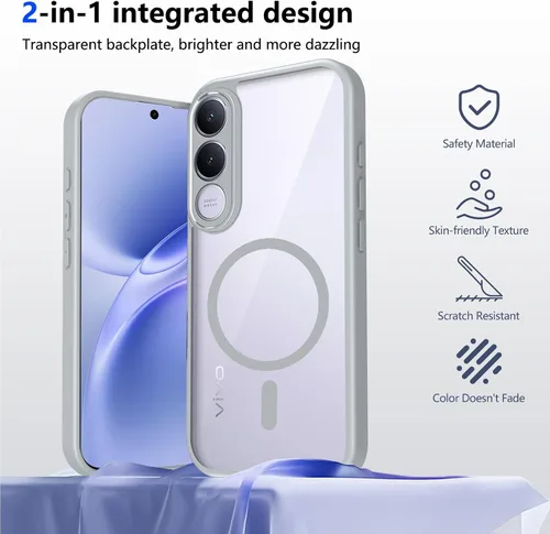 Vista 70 de Funda magnética transparente compatible con Xiaomi 17T, color negro 2 en 1 PC + TPU cubierta de teléfono a prueba de golpes, carcasa protectora