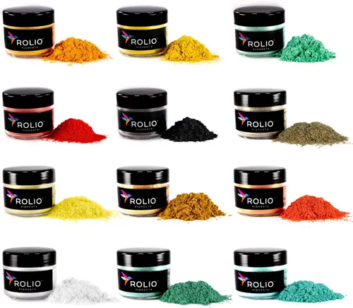 Vista 15 de Rolio Pigmento de color nacarado en polvo de mica de alta calidad, juego de arte para resina epoxi, para fabricación de jabón, esmalte de uñas